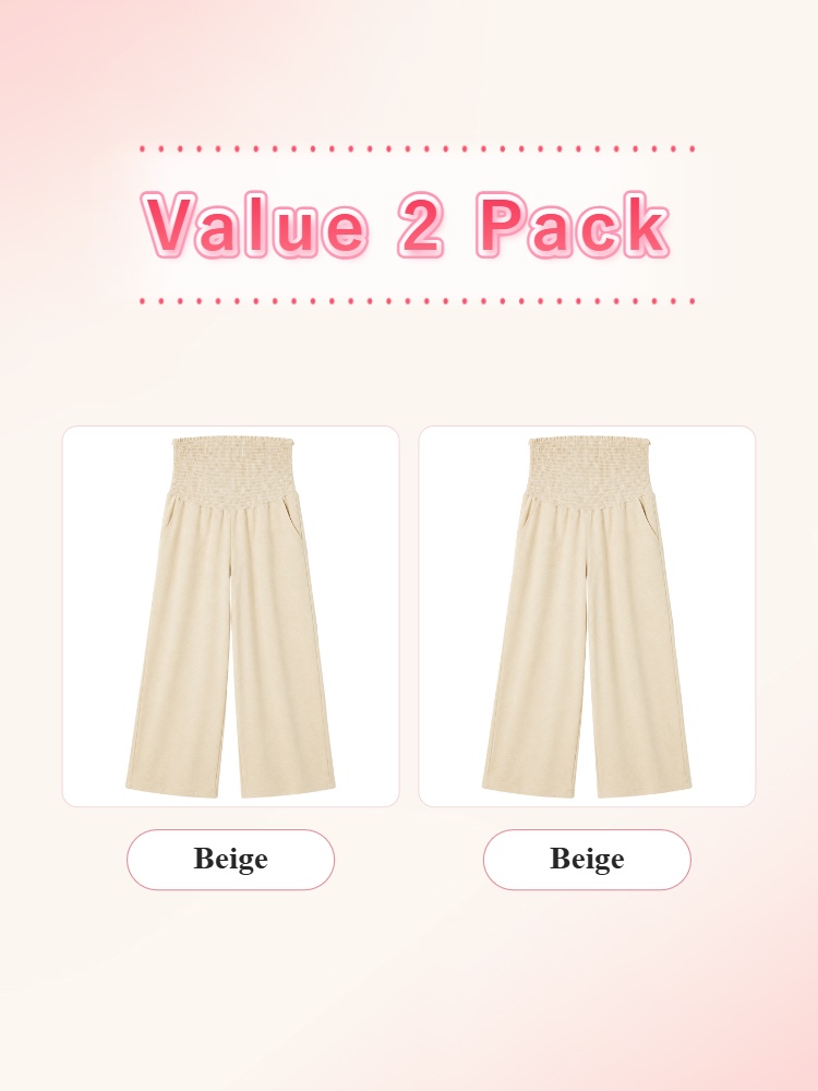 Value 2 pack beige maternity pants with high stretch belly panels VEIMIA