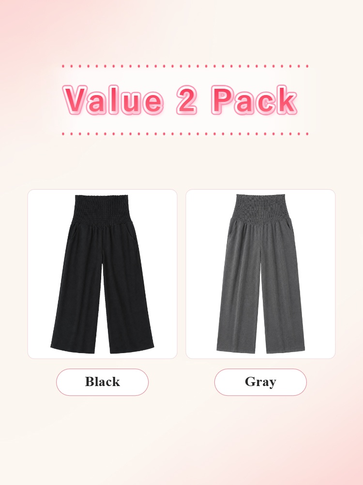 Value 2 pack maternity pants in black and gray front views VEIMIA