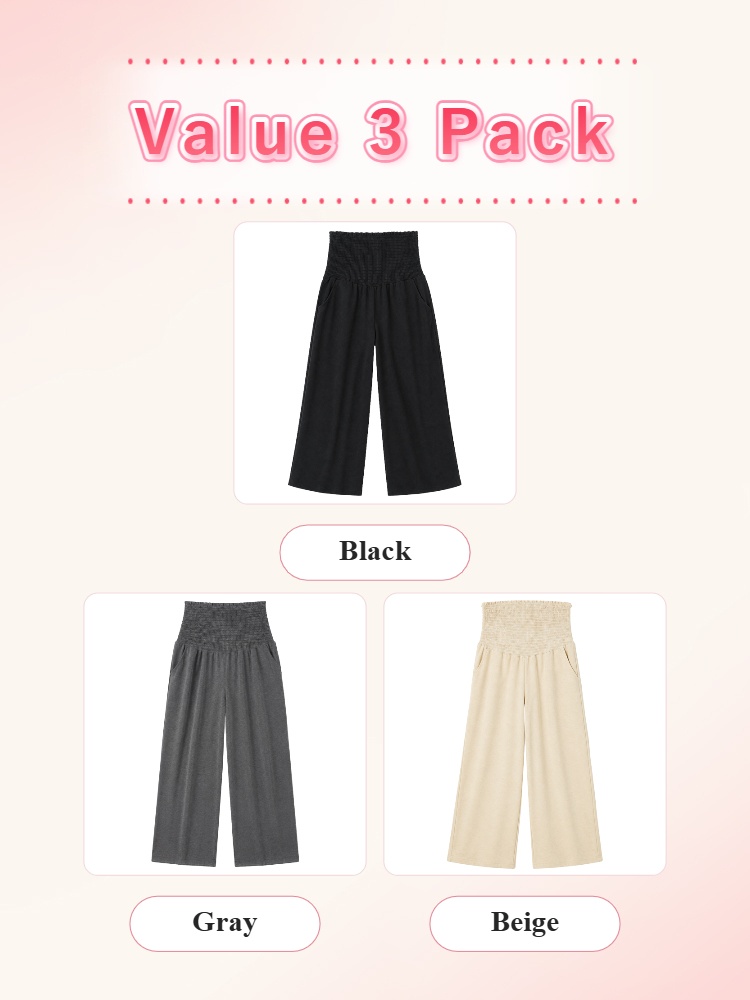Value 3 pack maternity pants in black gray and beige VEIMIA