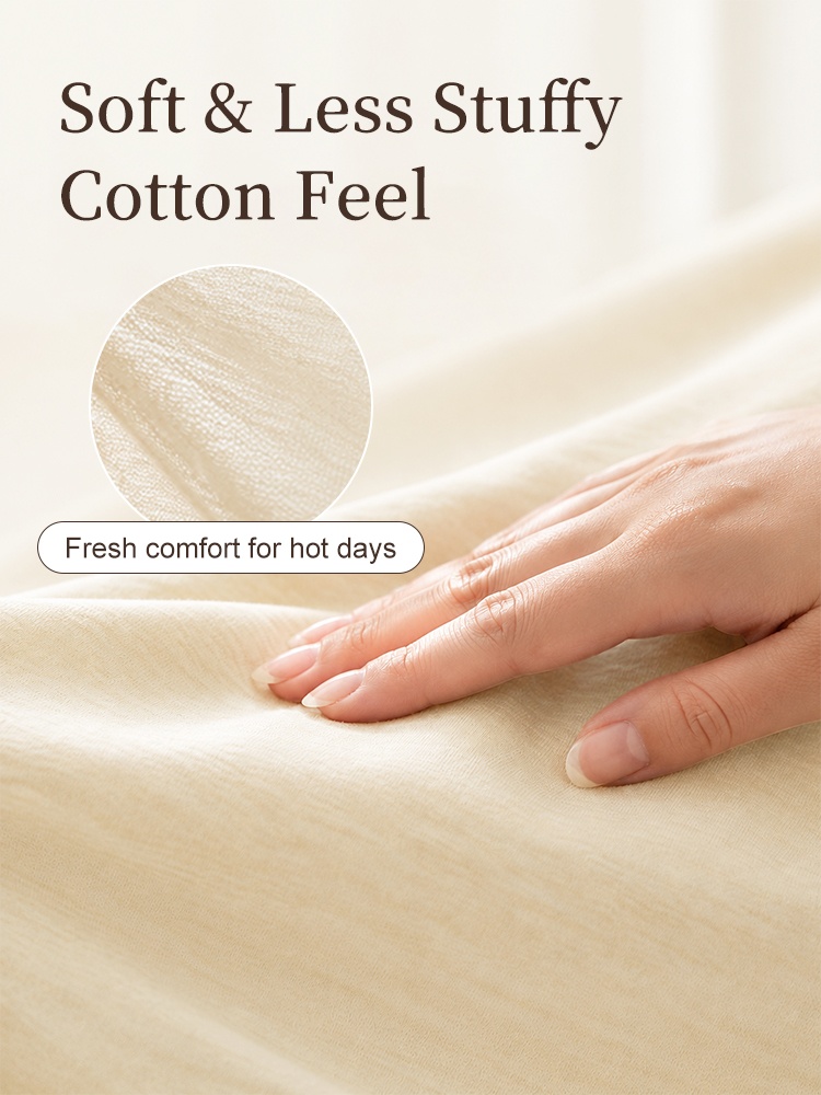 Close-up of soft beige fabric texture for lightweight maternity pants VEIMIA