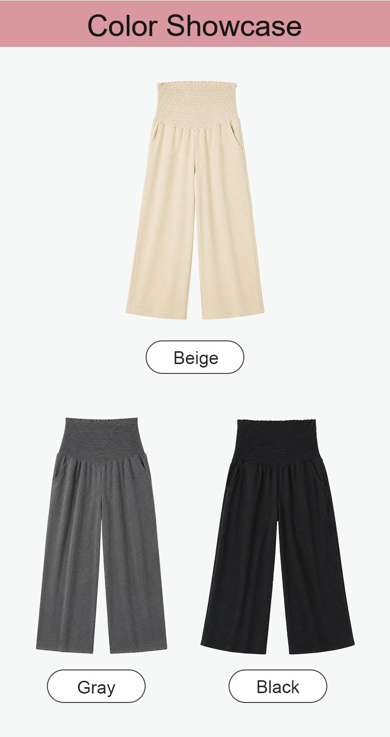 Color options for beige gray and black high-waist maternity pants VEIMIA