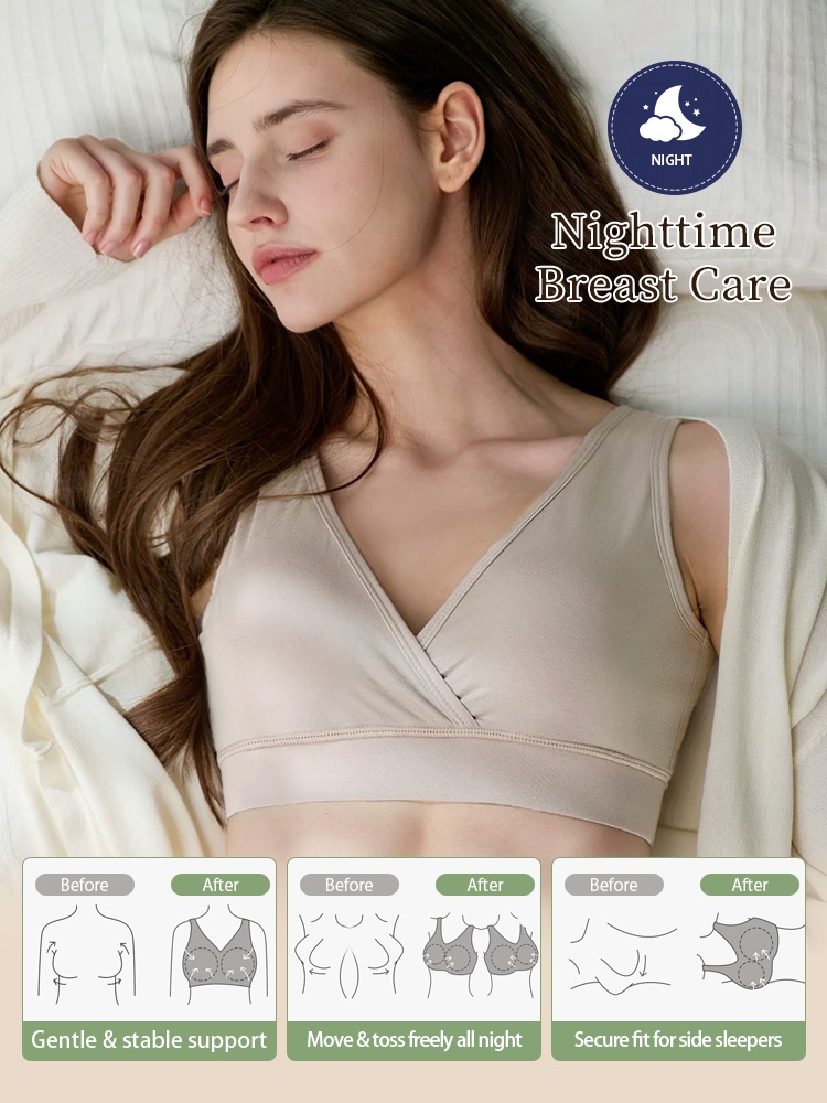 Nighttime breast care nursing bra with gentle stable support for side sleepers - VEIMIA