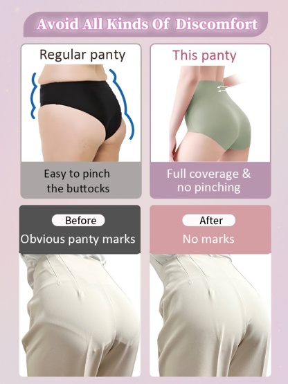 Seamless High-Waisted Panties: 3D Abdominal Support & Breathable Anti-Roll Design VEIMIA