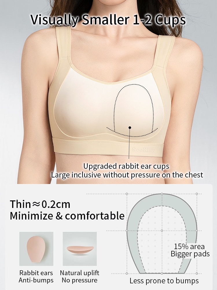 Sports Minimizer Bra: Ultra-thin For Visual Slimmings, Anti-wobble Motion Control Support, Lift & Sag Prevention VEIMIA