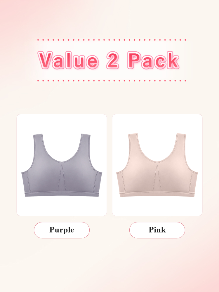 Value 2 pack wireless bras in purple and pink VEIMIA