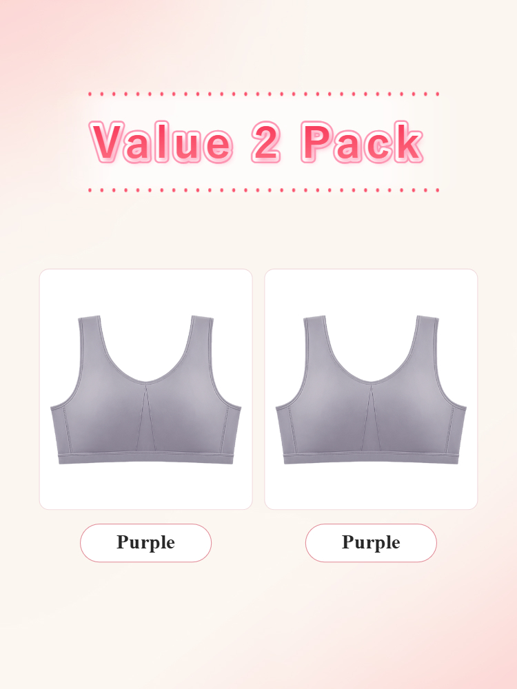 Value 2 pack wireless bras in matching purple color VEIMIA