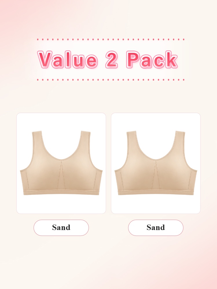Value 2 pack wireless bras in matching sand color VEIMIA