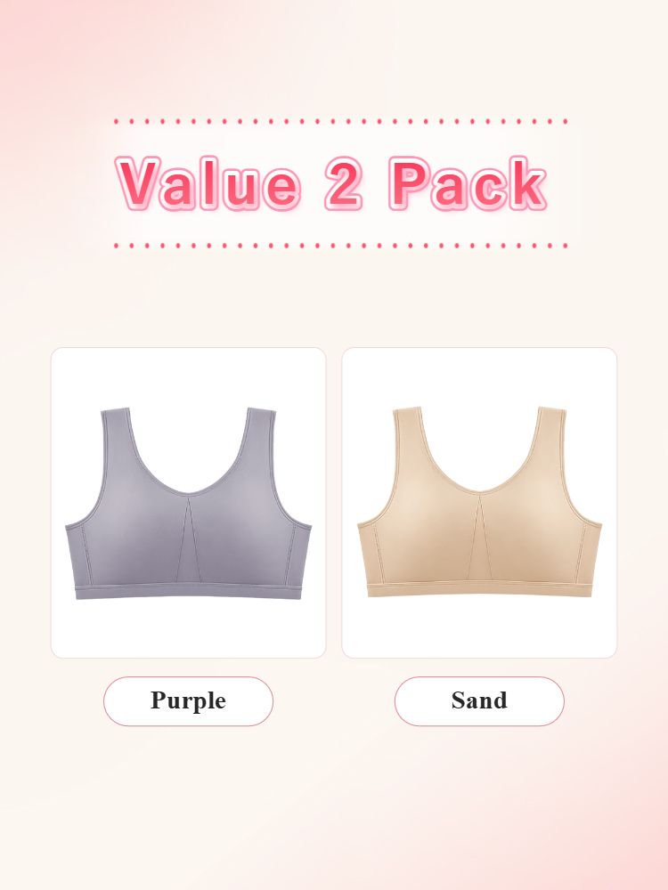 Value 2 pack wireless bras in purple and sand VEIMIA
