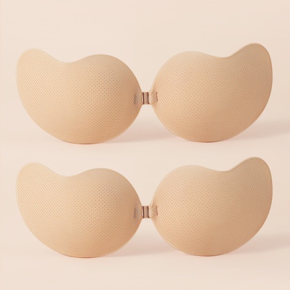 2 Pieces Front Buckle Invisible Stick On Bra Natural Adhesive Push Up Sticky Nipple Covers For Backless Dress VEIMIA