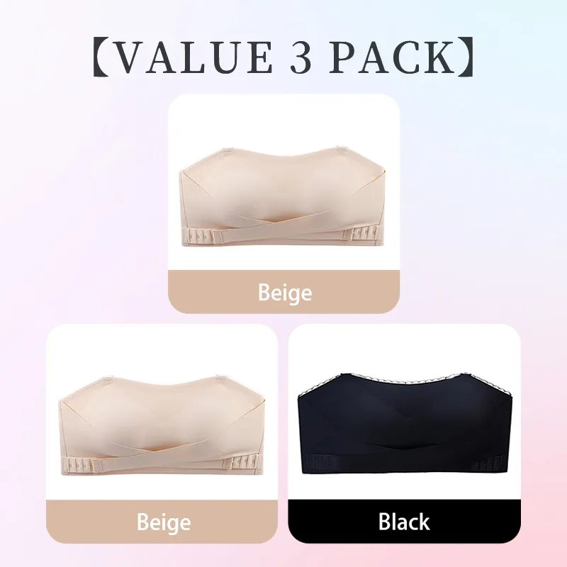 Three Colors of Anti-slip Strapless Bra - 24 Hour Comfortable Strong Stability & No Tightness Feeling With Reinforced Back Strap VEIMIA