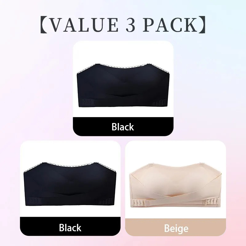 Three Colors of Anti-slip Strapless Bra - 24 Hours Comfortable Strong Stability & No Tightness Feeling With Reinforced Back Straps VEIMIA