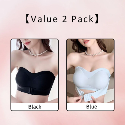 2 Pieces Strapless Slip-Proof Invisible Wireless Bras Push Up With Front Buckles VEIMIA