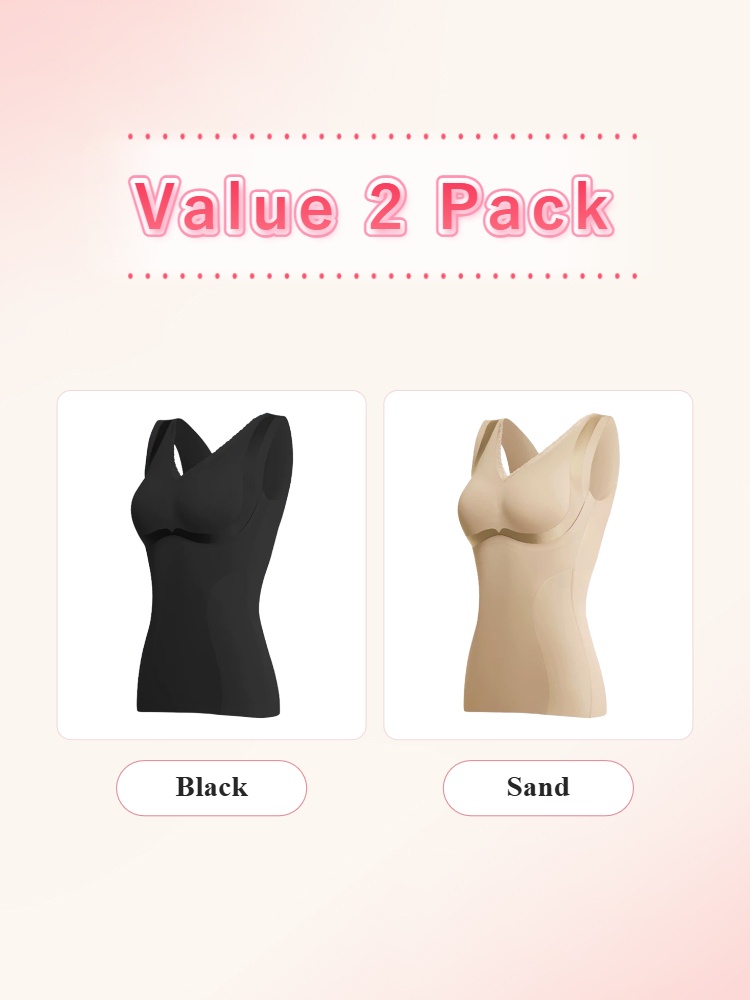Value 2 pack black and sand slimming shaping tops VEIMIA