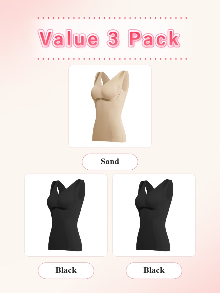 Value 3 pack slimming shaping tops in sand and black VEIMIA