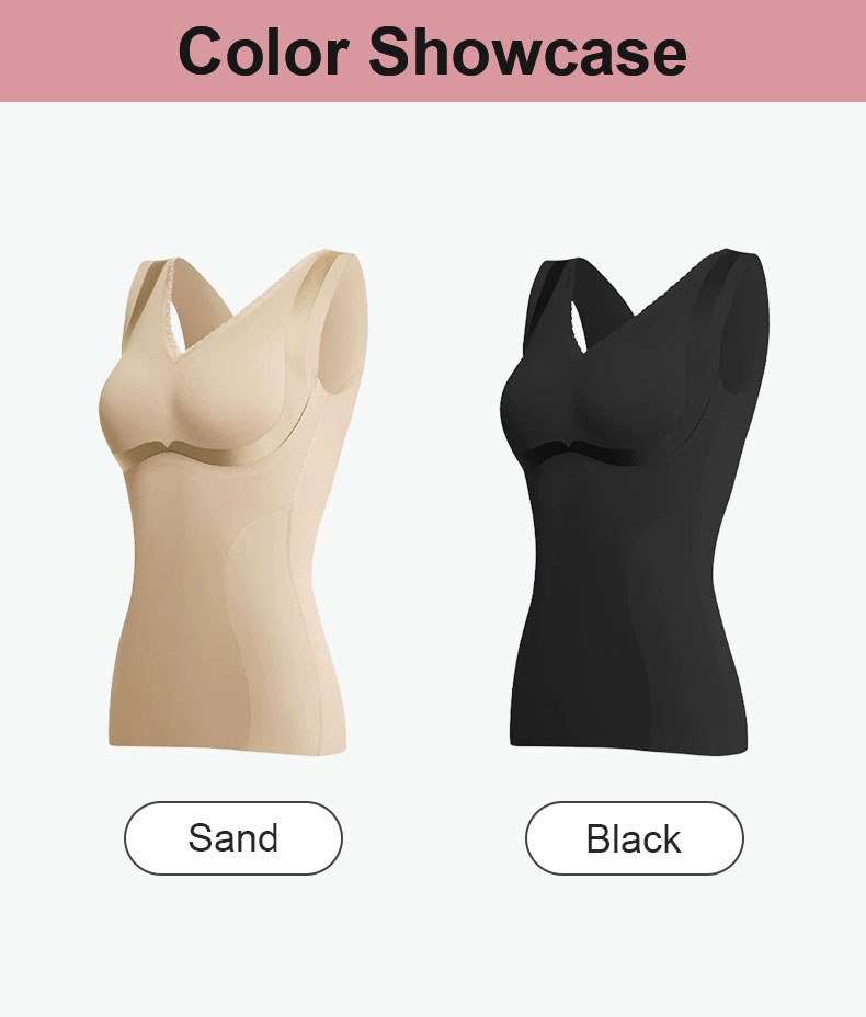 Color showcase for sand and black slimming shaping tops VEIMIA
