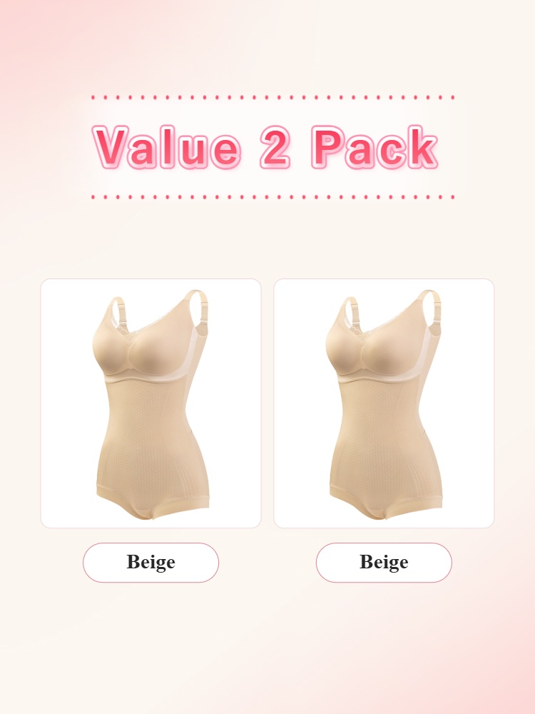 Value 2 pack beige slim body contour bodysuits VEIMIA