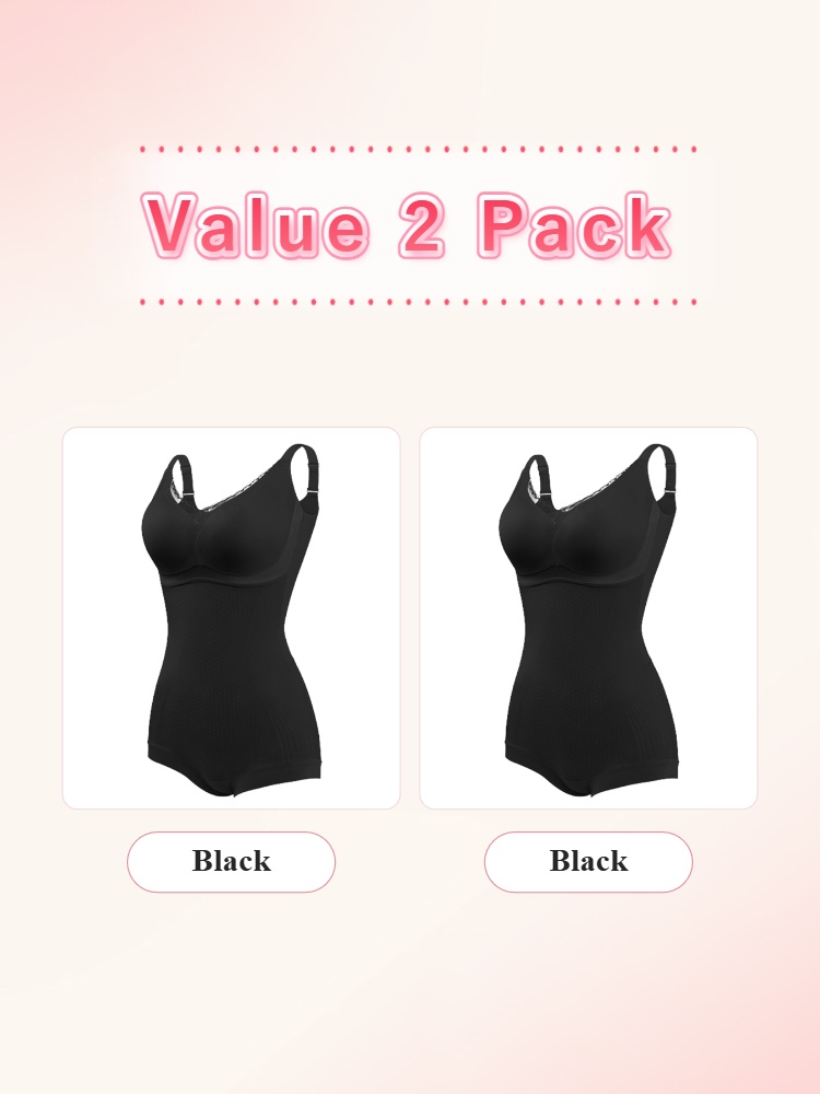 Value 2 pack black slim body contour bodysuits VEIMIA