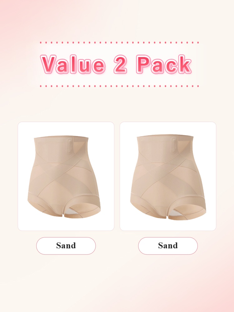 Value 2 pack sand high-waist shaping shorts front view VEIMIA