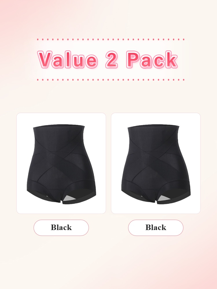 Value 2 pack black high-waist shaping shorts front view VEIMIA