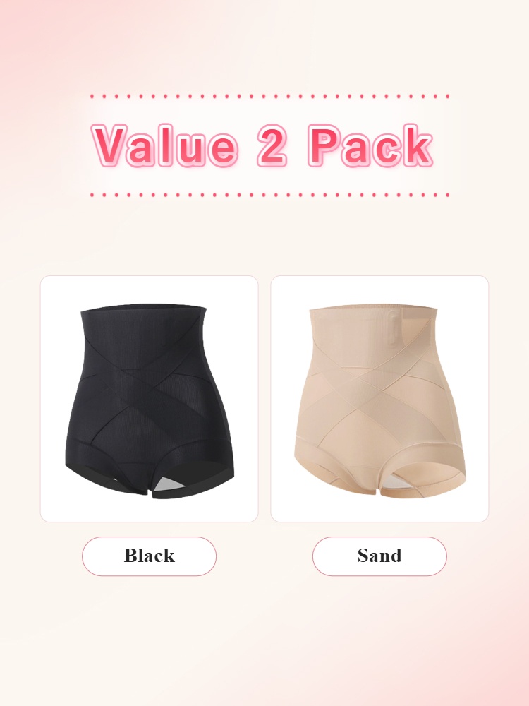 Value 2 pack black and sand high-waist shaping shorts VEIMIA