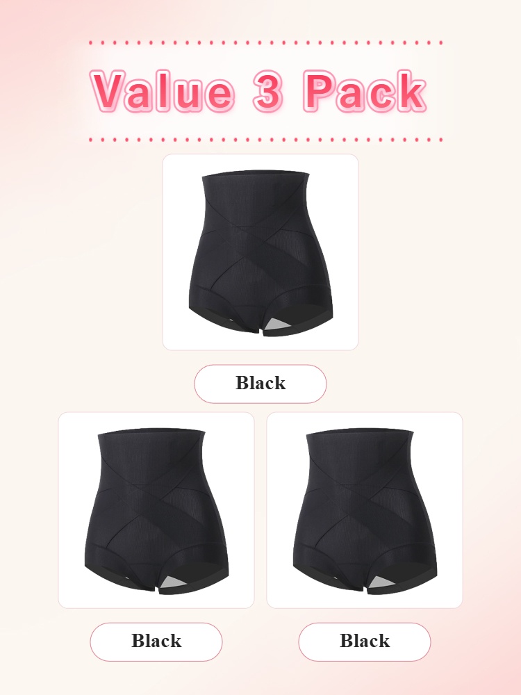 Value 3 pack black high-waist shaping shorts front view VEIMIA