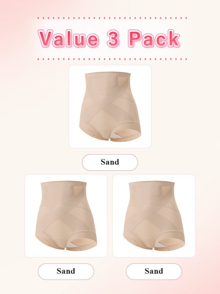 Value 3 pack sand high-waist shaping shorts front view VEIMIA