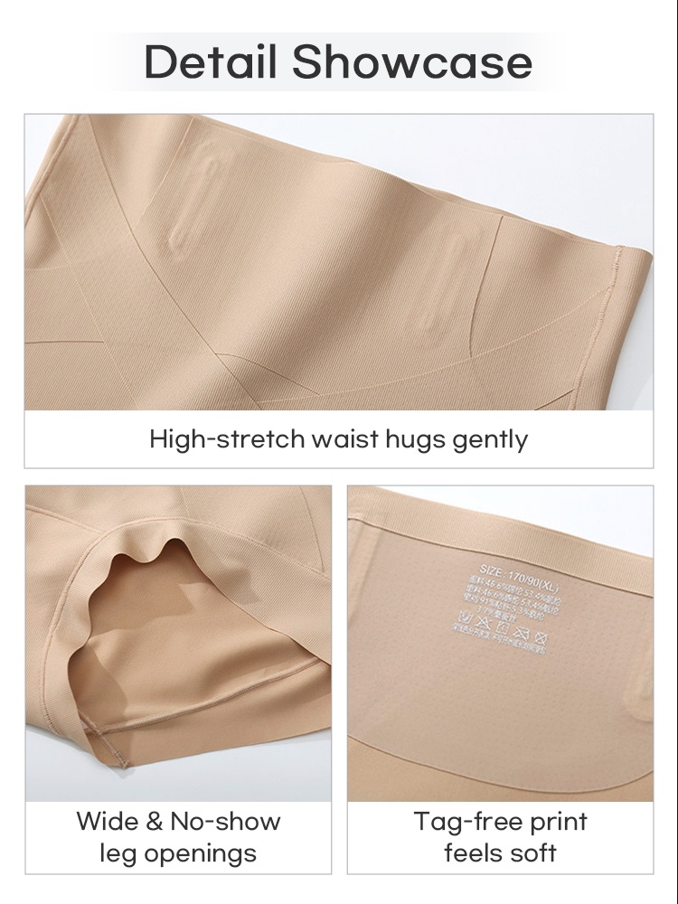 Detail showcase of sand shaping shorts waist leg openings and tag-free print VEIMIA