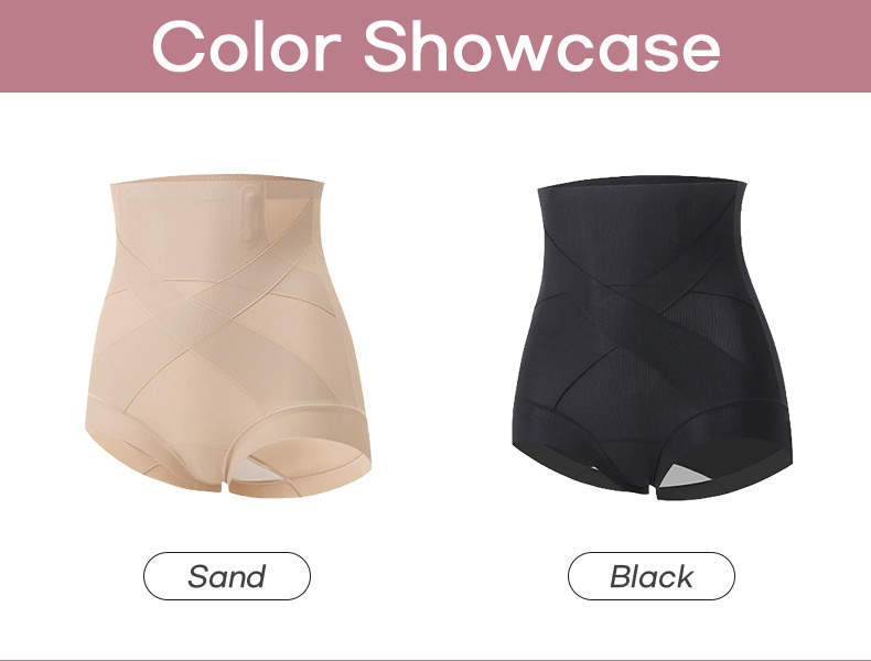 Color showcase of sand and black high-waist shaping shorts VEIMIA