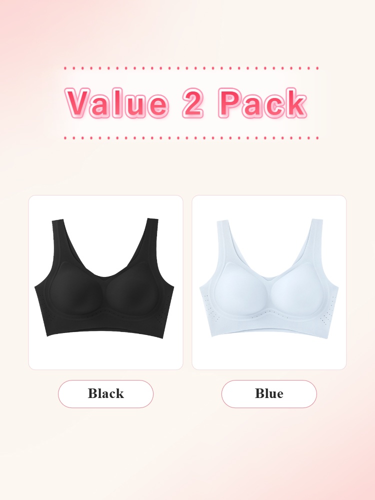 Value 2 pack seamless bras in black and blue VEIMIA