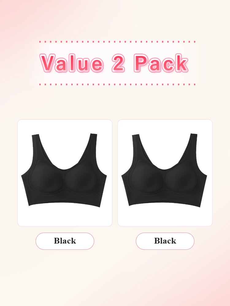 Value 2 pack black seamless bras front view VEIMIA