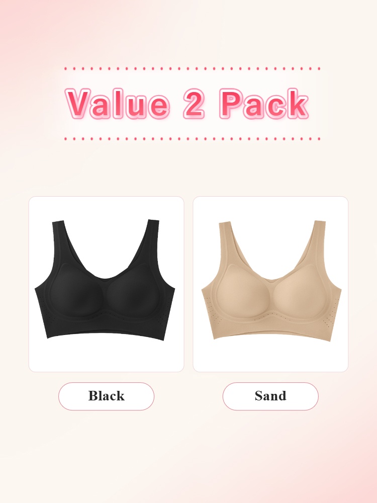Value 2 pack seamless bras in black and sand VEIMIA