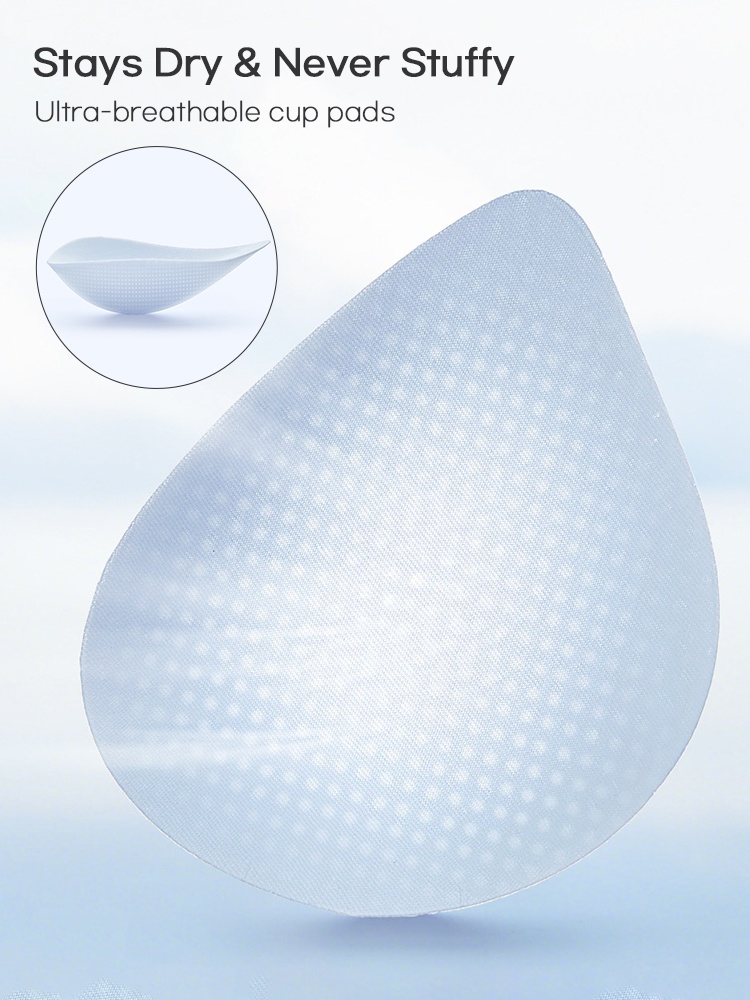 Close-up of breathable light blue cup pad with perforated texture VEIMIA
