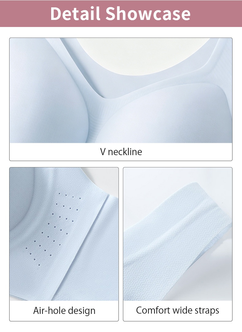 Detail showcase of V neckline air holes and wide straps VEIMIA