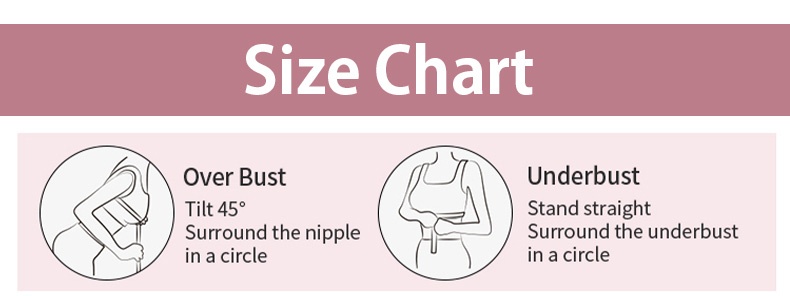 Size chart measuring guide for over bust and underbust - VEIMIA