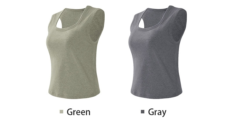 Color showcase for green and gray padded tank tops - VEIMIA