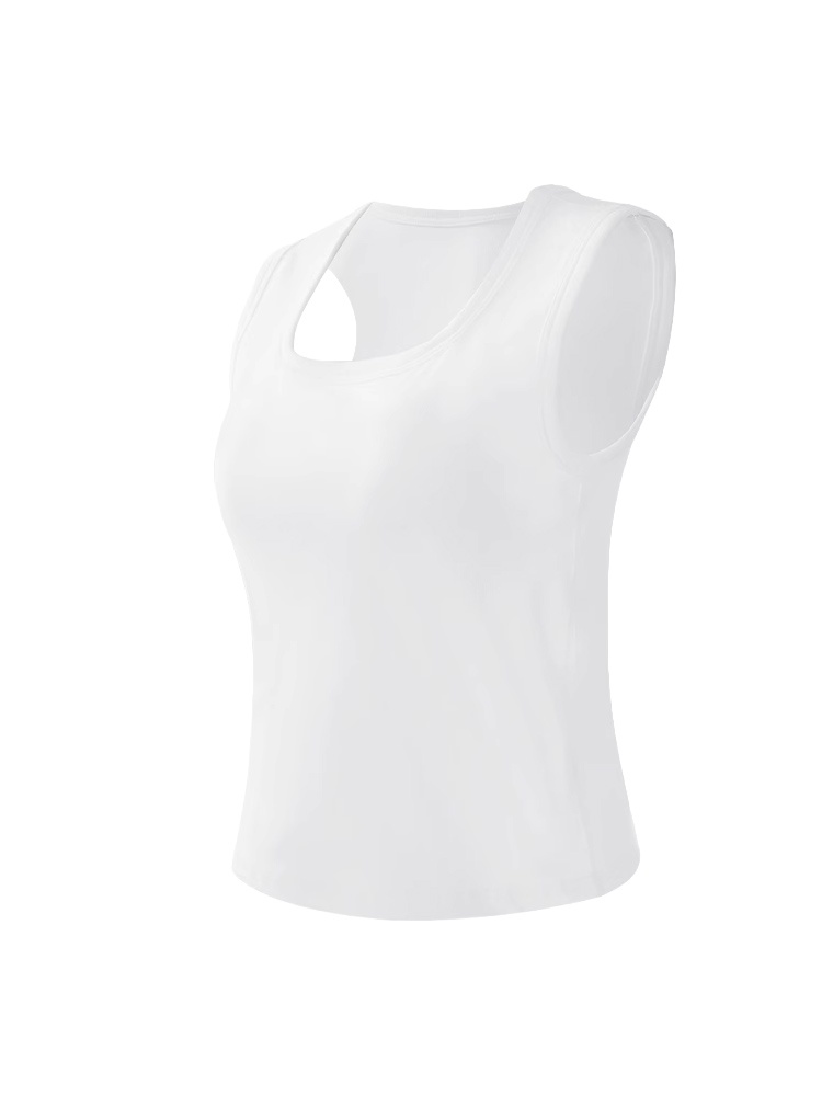 White padded tank top product front view with wide straps - VEIMIA