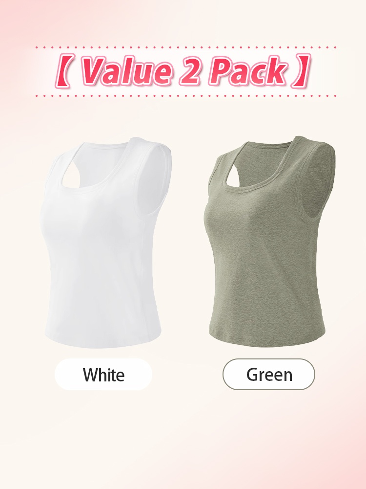 Value two pack white and green padded tank tops - VEIMIA