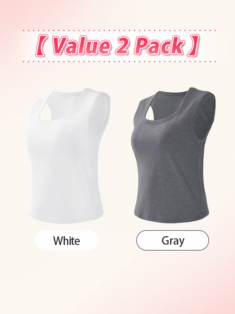 Value two pack white and gray padded tank tops - VEIMIA