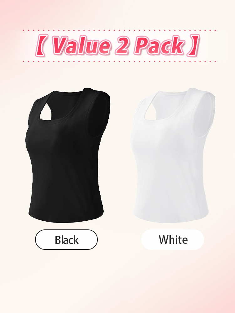 Value two pack black and white padded tank tops - VEIMIA