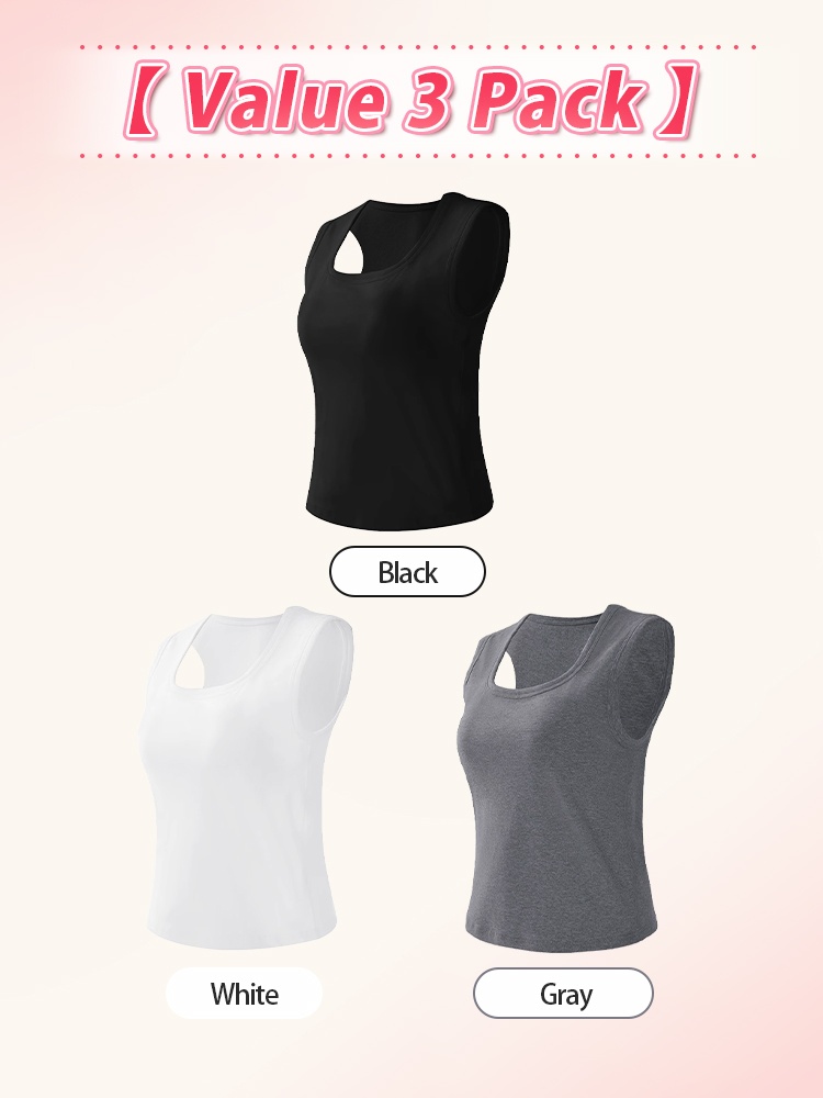 Value three pack black white and gray padded tank tops - VEIMIA