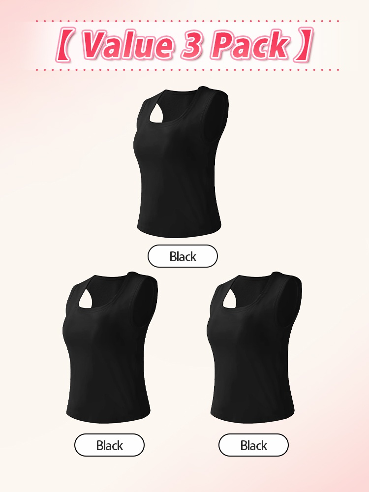Value three pack all black padded tank tops - VEIMIA
