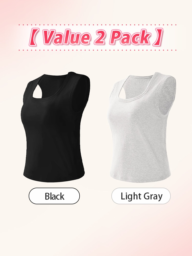 Value two pack black and light gray padded tank tops - VEIMIA