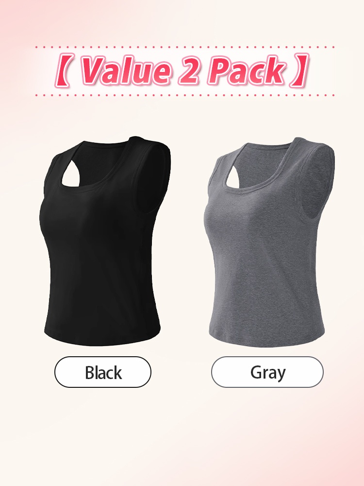 Value two pack black and gray padded tank tops - VEIMIA