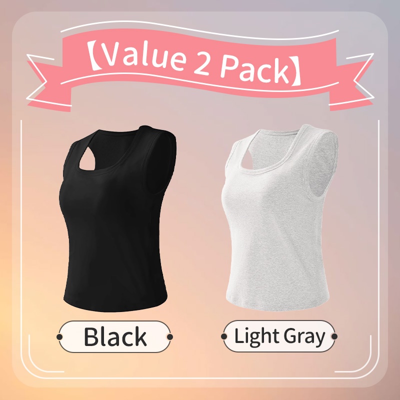 Chic Tank Tops - Higher Side Seam & Deep U-necklines With Wide Shoulder Straps Design VEIMIA