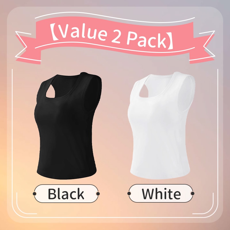 Trendy Tank Top - Higher Side Seams & Deep U-neckline With Wide Shoulder Strap Designs VEIMIA