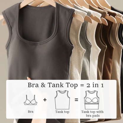 Modern Tank Top - Higher Side Seams & Deep U-neckline With Wide Shoulder Straps Design VEIMIA