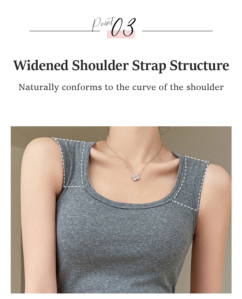 Fashionable Tank Top - Higher Side Seams & Deep U-neckline With Wide Shoulder Strap Designs VEIMIA
