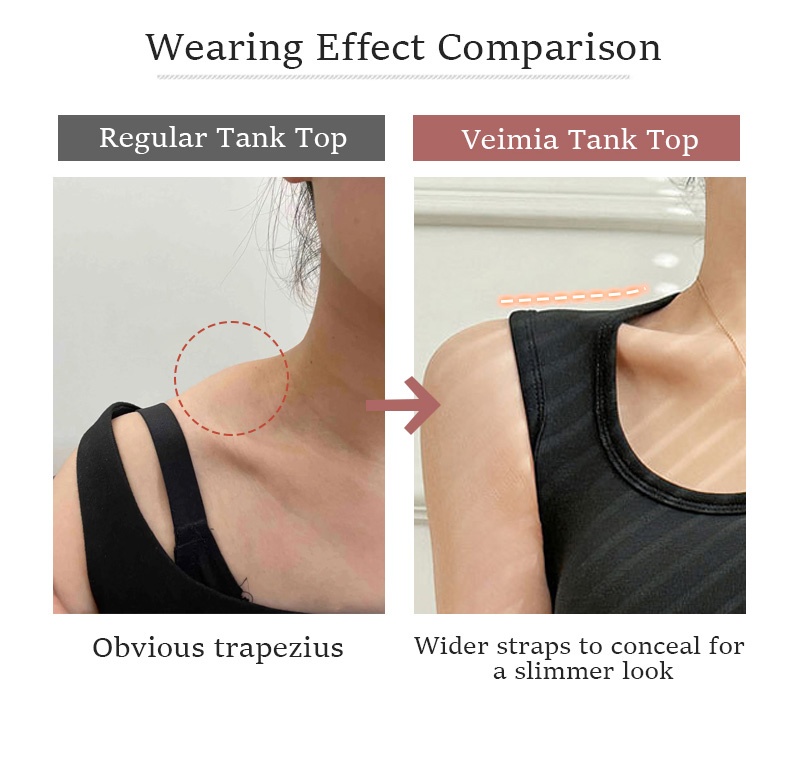 Elegant Tank Tops - Higher Side Seam & Deep U-necklines With Wide Shoulder Straps Design VEIMIA