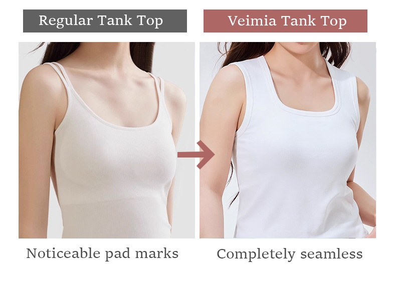 Modern Tank Tops - Higher Side Seam & Deep U-neckline With Wide Shoulder Straps Design VEIMIA