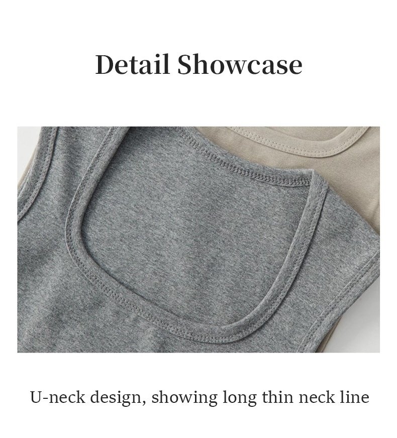 Trendy Tank Top - Higher Side Seams & Deep U-neckline With Wide Shoulder Strap Designs VEIMIA